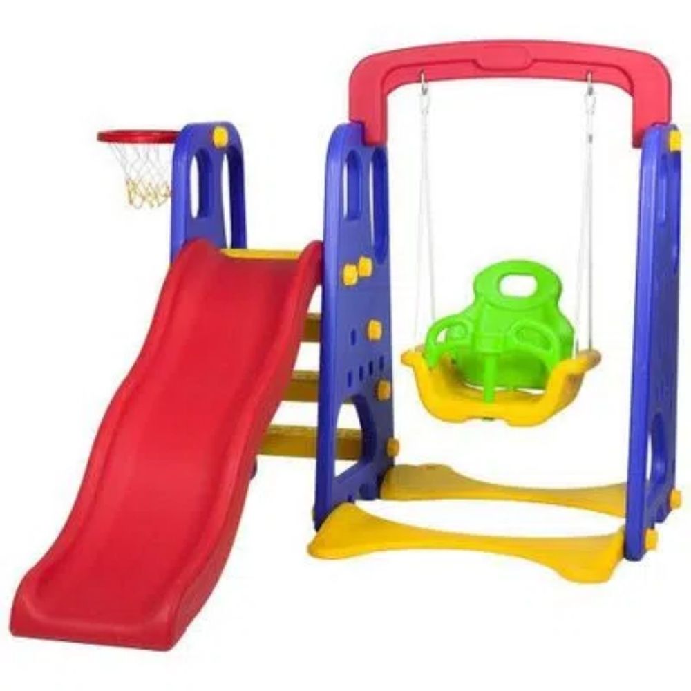 Playground 3 em 1 (escorregador, balanço e basquete)
